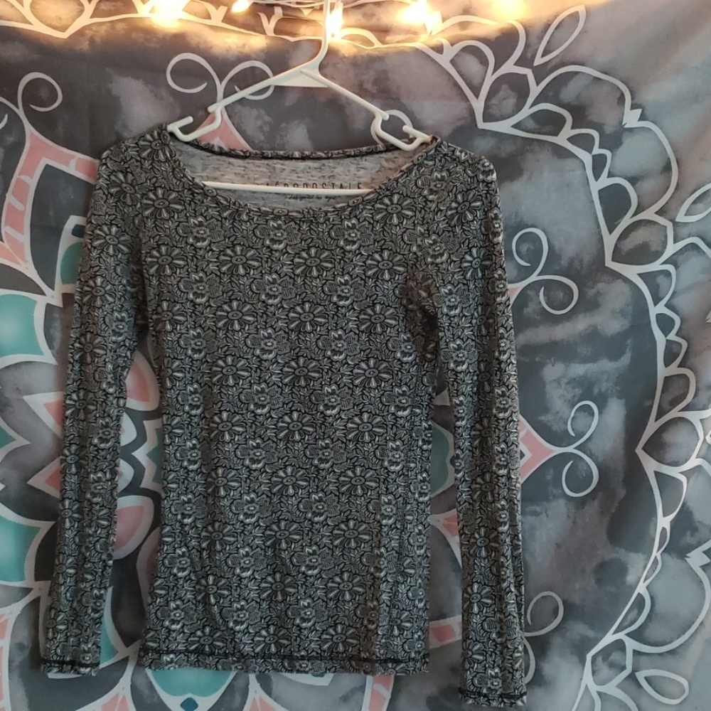 Black and white floral shirt